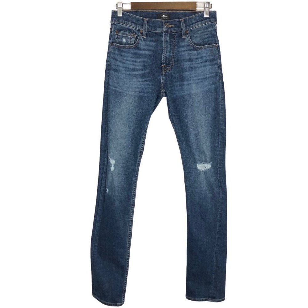 7 for all mankind Womens Paxtyn Skinny Jeans Size 29 Distressed - Picture 2 of 16